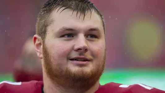 Wisconsin Badgers' offensive lineman Cole Van Lanen (71) watches from the sidelines late in an NCAA football game against Kent State on Saturday October 5, 2019 in Madison, Wisconsin.Photo by Tom Lynn/Wisconsin Athletic Communications