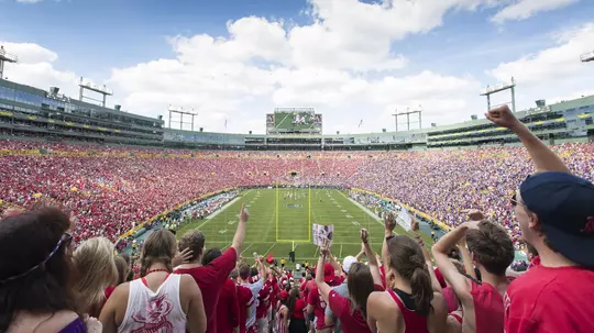A general view of Lambeau Field during the Wisconsin Badgers NCAA college football game against the LSU Tigers Saturday, September 3, 2016, in Green Bay, Wis. The Badgers beat the Tigers 16-14. (Photo by David Stluka)