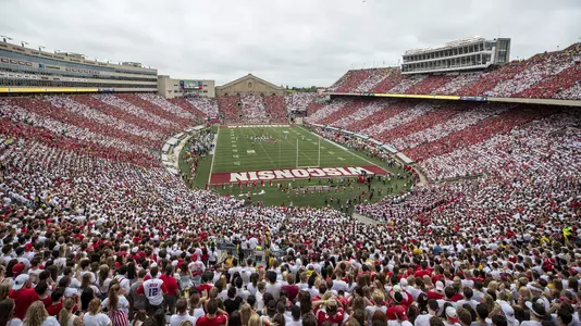 A general view of Camp Randall Stadium during the Wisconsin Badgers NCAA Big Ten Conference college football game against the Michigan Wolverines Saturday, Sept. 21, 2019, in Madison, Wis. The Badgers won 35-14. (Photo by David Stluka/Wisconsin Athletic Communications)