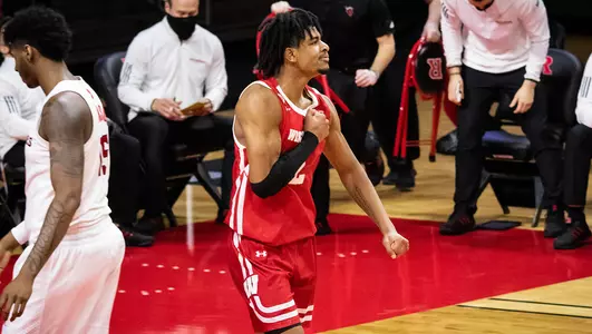 Aleem Ford flexes after a basket against Rutgers