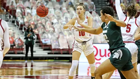 Halle Douglass passes the ball