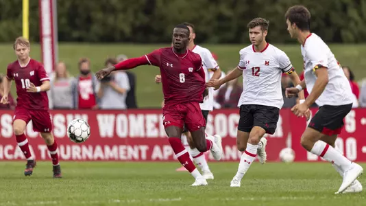 Andrew Akindele in the first half against No. 8 Maryland