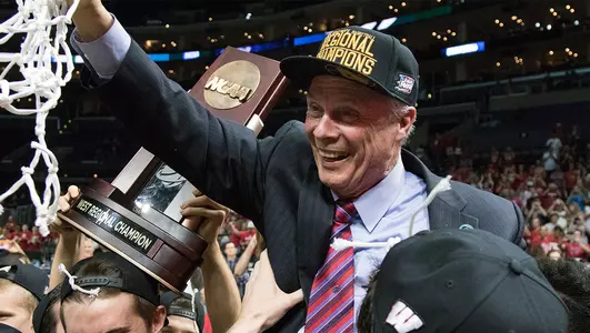 Bo Ryan celebrates making his first Final Four in 2014-15