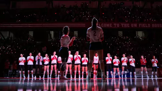 The Badgers during the starting lineup in the Field House.