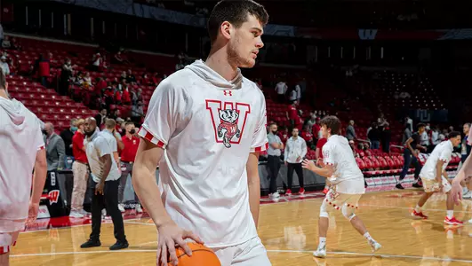 Chris Vogt pregame before a game against Marquette