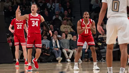 Brad Davison and Lorne Bowman show emotion during a game at Georgia Tech