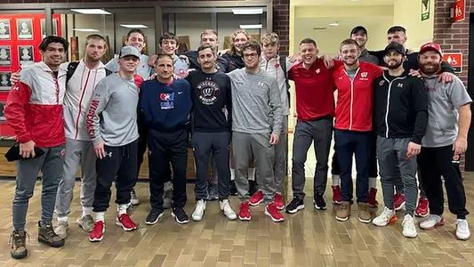 Wisconsin wrestling team at 2021 SIUE Cougar Clash group photo