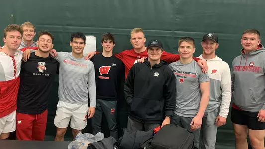 Wisconsin wrestling team at 2021 Jim Koch Wisconsin Open group photo