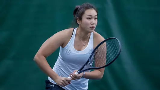 Xinyu Cai during a practice at Nielsen Tennis Stadium