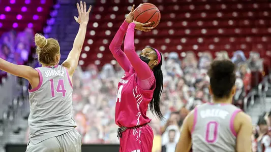 Imani Lewis shoots over an Ohio State defender.
