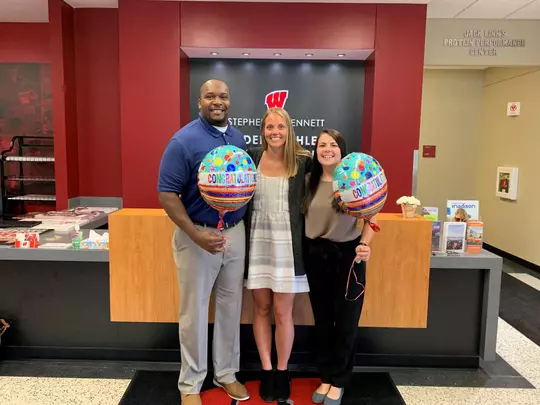 Joe Suiter with Career & Leadership staff on his first day at work