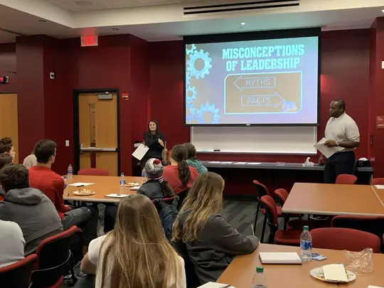 Joe Suiter and Career & Leadership staff teaching a Leadership Lesson to student-athletes