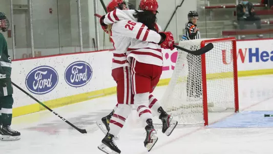 Makenna Webster and Casey O'Brien celebrate a goal