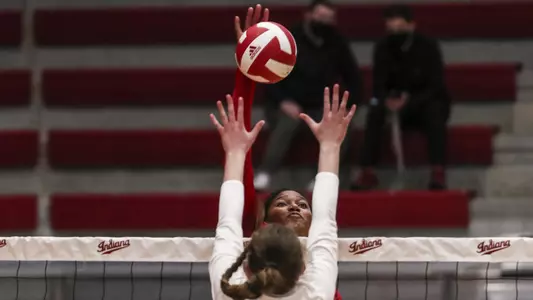 Devyn Robinson hits over an Indiana blocker.