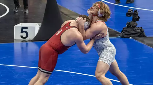 Trent Hillger earns a 5-1 decision vs. Josh Heindselman (Oklahoma) during Round 1 of the 2021 NCAA Wrestling Championships