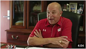 Screenshot of Youtube video Sports Lite with Mike Hall on Barry Alvarez
