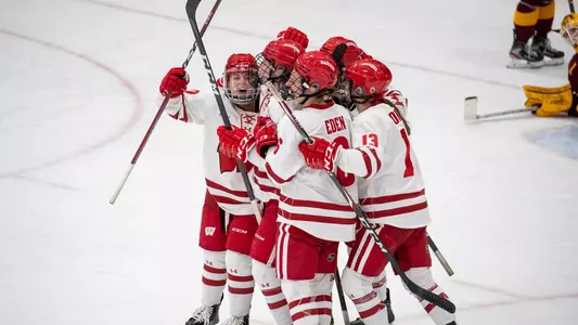 6 Mar 21: The University of Wisconsin Badgers  play against the University of Minnesota Golden Gophers in the semifinal round of the 2021 WCHA Final Faceoff at Ridder Arena in Minneapolis, MN.