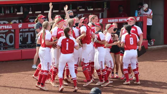 The Badgers jump around during their 5-0 win against Purdue
