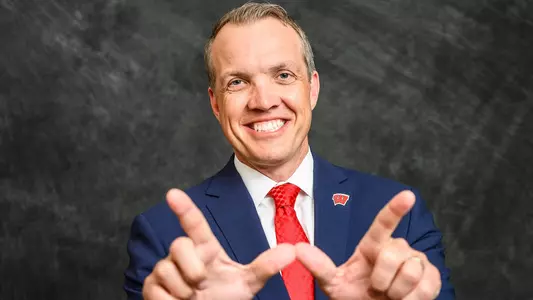 Chris McIntosh, soon-to-be director of UW Athletics, is pictured in a studio portrait at the University of Wisconsin-Madison on June 1, 2021. McIntosh, UWÕs deputy athletic director since in July 2017, will formally become director of UW Athletics on July 1, 2021. (Photo by Jeff Miller / UW-Madison)