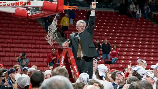 Henry Perez-Guerra celebrates a Big Ten championship