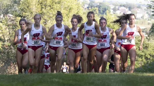 The women's cross country team runs at Zimmer Championship Course.