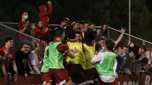 Men's soccer celebration