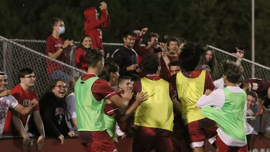 Men's soccer celebration