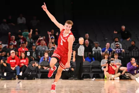 Tyler Wahl celebrates during a game against Saint Mary's