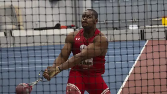 Dan Ufearo competes in the shot put