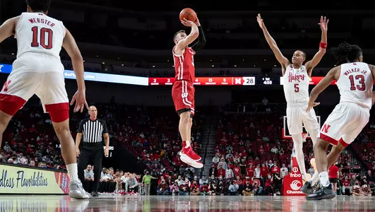 Brad Davison pulls up for a 3-point shot at Nebraska