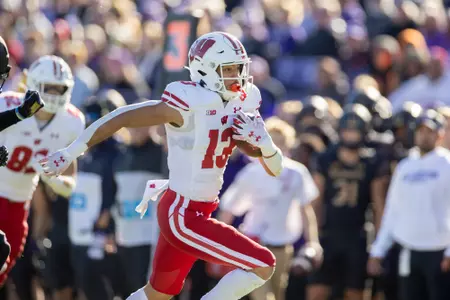 Wisconsin Badgers during an NCAA Big Ten Conference college football game against the Northwestern Wildcats Saturday, Oct. 8, 2022, in Evanston, Ill. (Photo by David Stluka/Wisconsin Athletic Communications)