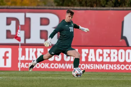 Carter Abbott takes a goal kick