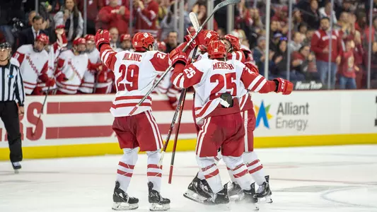Badgers celebrate a goal