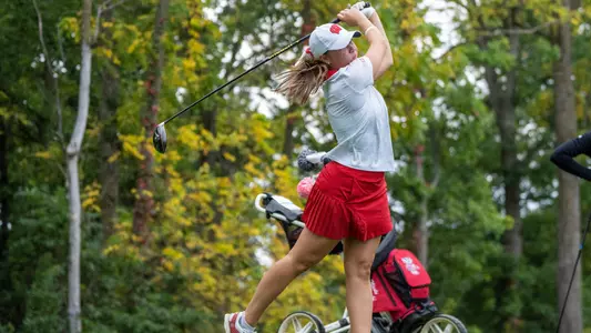 Nicole Ciskowski, Wisconsin women's golf, drives the ball at the 2022 Badger Invitational at University Ridge Golf Course on Tuesday, Sept. 20, 2022 in Madison, Wis.