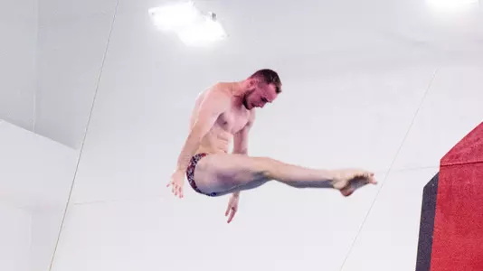 Daniel Muller competes in a diving event