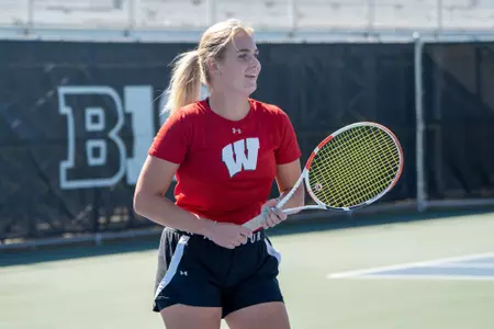 Sholokhova stands at the ready during a match