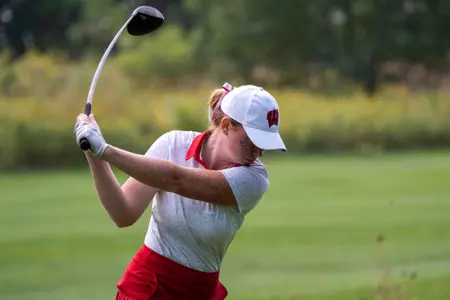 Carly Carter, Wisconsin women's golf, playing at the 2022 Badger Invitational at University Ridge Golf Course on Tuesday, Sept. 20, 2022 in Madison, Wis.