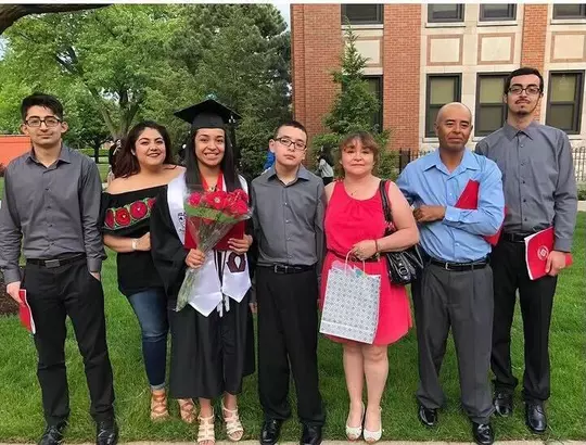 Estafania Zavala, DAT, Wisconsin sports medicine athletic trainer with her family at graduation