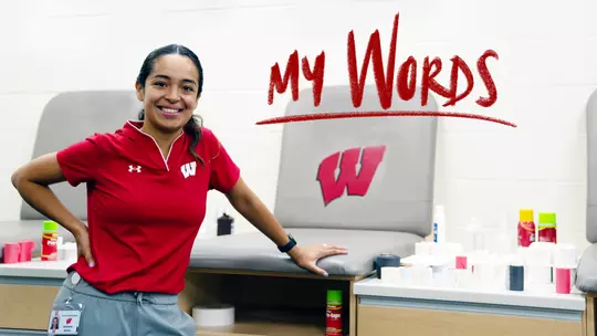 Estafania Zavala, DAT, Wisconsin sports medicine athletic trainer with MyWords logo