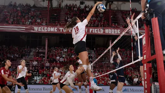 during an NCAA volleyball match against Penn State Friday September 30, 2022.Photo by Tom Lynn/Wisconsin Athletic Communications