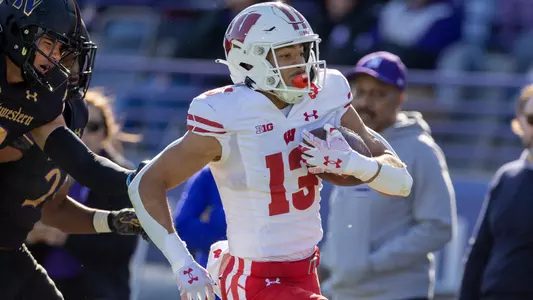 Wisconsin Badgers during an NCAA Big Ten Conference college football game against the Northwestern Wildcats Saturday, Oct. 8, 2022, in Evanston, Ill. (Photo by David Stluka/Wisconsin Athletic Communications)