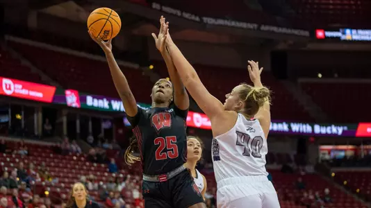 Serah Williams shooting a layup