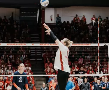 MJ Hammill sets up the ball