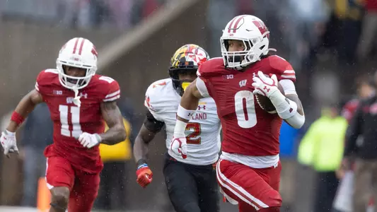 during an NCAA football game vs Maryland November 5, 2022 in Madison, WI.Photo by Tom Lynn/Wisconsin Athletic Communications