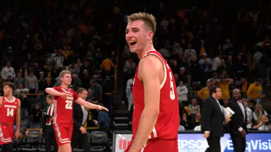 Tyler Wahl smiles after a win at Iowa