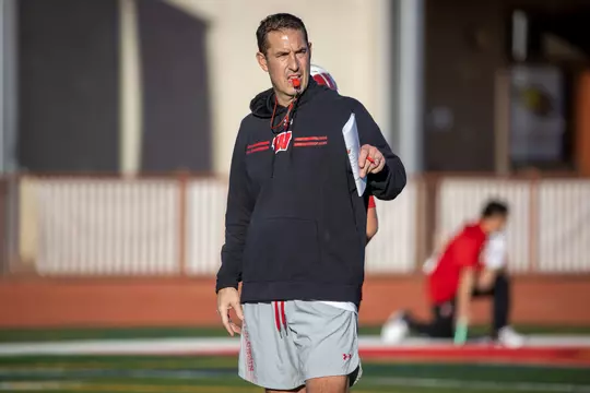 Wisconsin Badgers Head Coach Luke Fickell at football team practice at Chaparral High School in Scottsdale, Arizona, Sunday, December 25, 2022. (Photo by David Stluka/Wisconsin Athletic Communications)