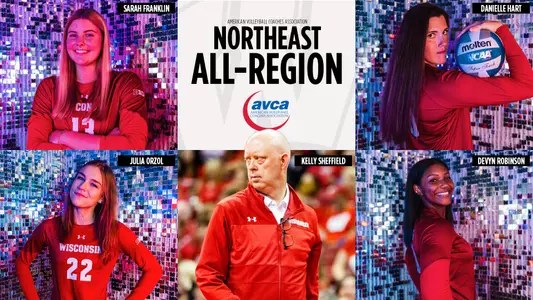Shots of all five 2022 AVCA All-region award winners