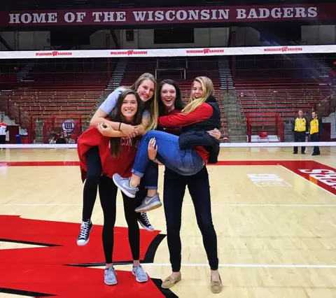 Grace Loberg, Danielle Hart, Dana Rettke, and Mariah Whalen on official visit in 2016 for Wisconsin volleyball