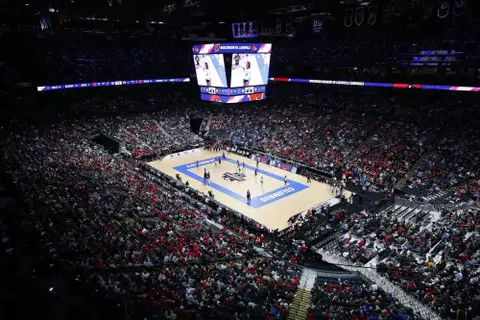 View of the full stadium for the 2021 NCAA Championship arena in Columbus, Ohio with Wisconsin volleyball