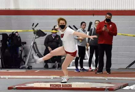 Josie Schaefer competing in the shot put